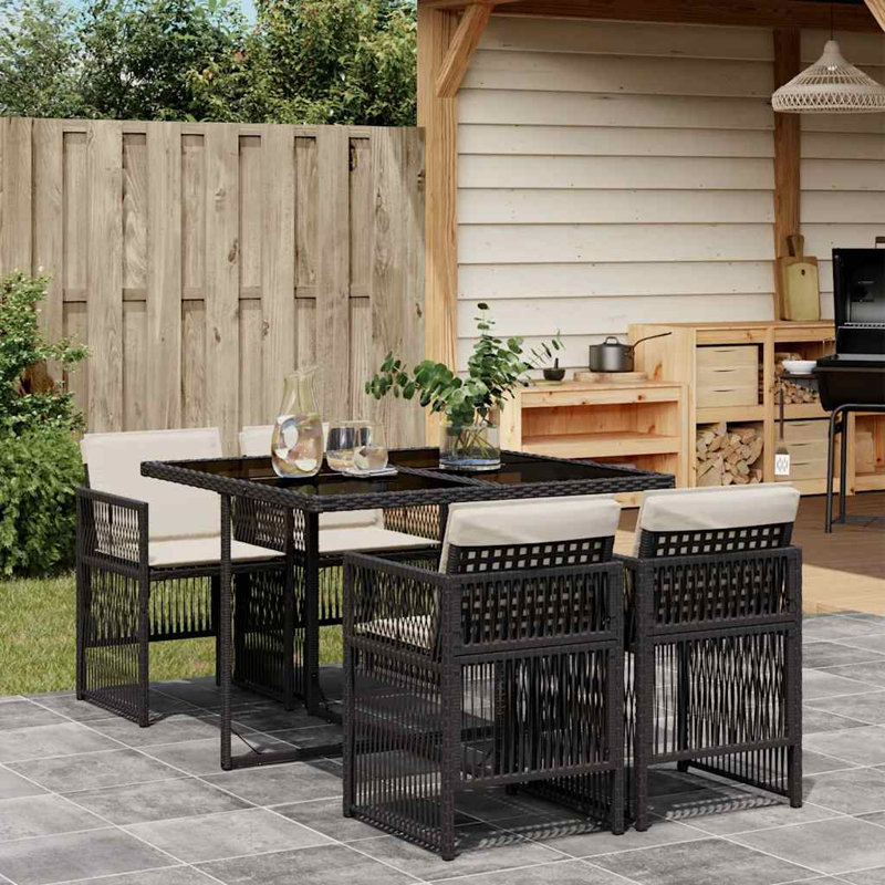 Patio Dining Set with, Cream White, Black