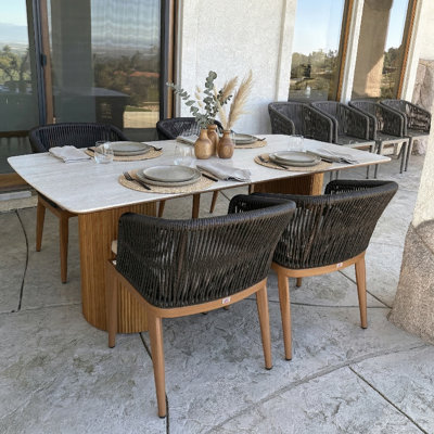 Chaise de salle à manger d'extérieur en osier 4 pièces Corrigan Studio®