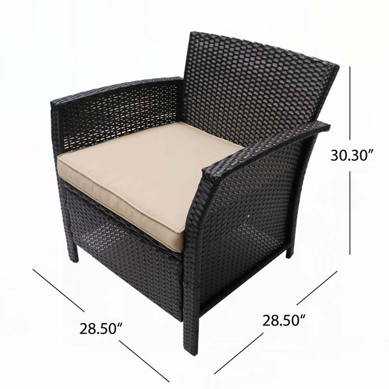 Fauteuil club d'extérieur en rotin PE, Tanné