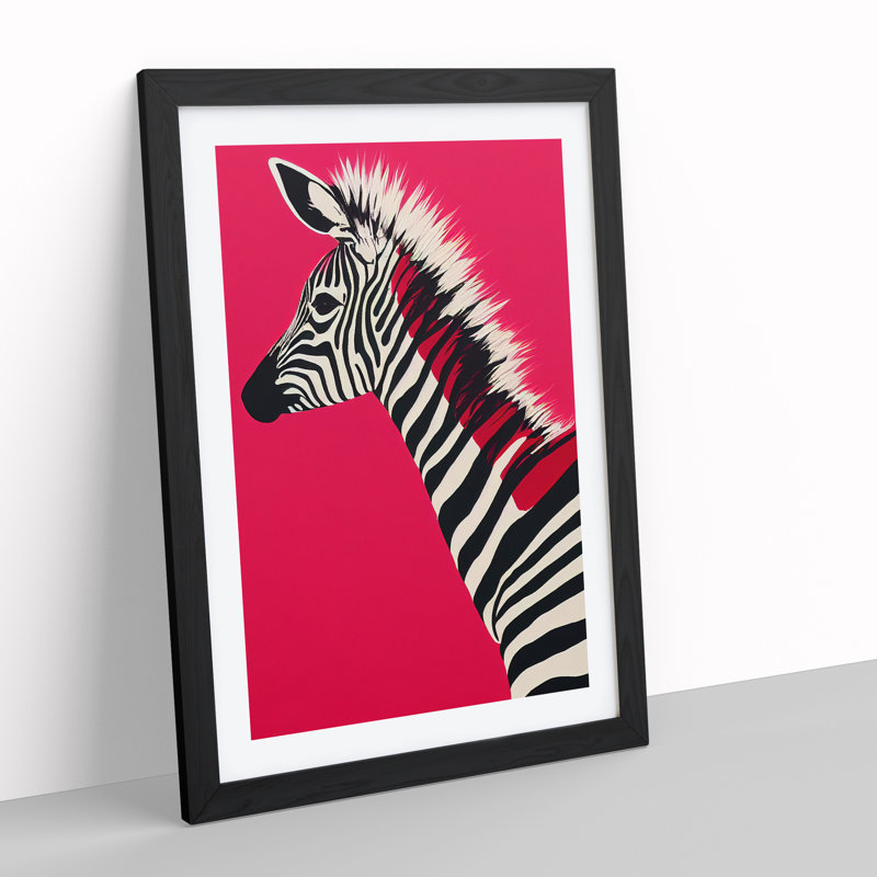 Young Zebra - Single Picture Frame Painting, Black, 64cm H x 46cm W x 2cm D