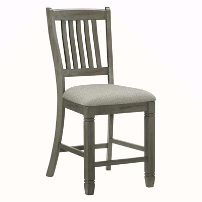 Antique Gray Finish Counter Height Chairs 2Pc Set Dining Room Furniture Upholstered Seat Wooden Chairs Classic Style
