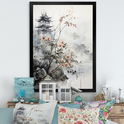 Art asiatique, oiseau Sumi, sérénité - impression