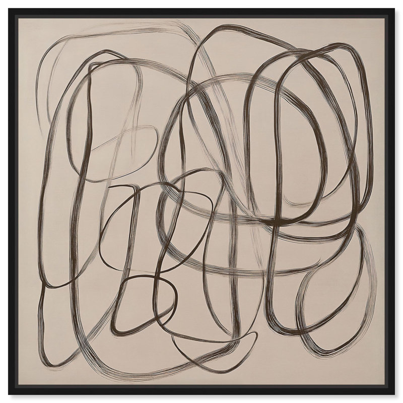 «Unbroken Line II», art abstrait boho par , H 13 po x l 13 po, Cadre flottant noir
