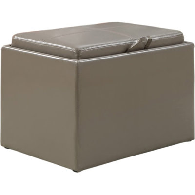 Saribel 22.75" Wide Faux Leather Rectangle Ottoman with Reversible Tray by Ebern Designs