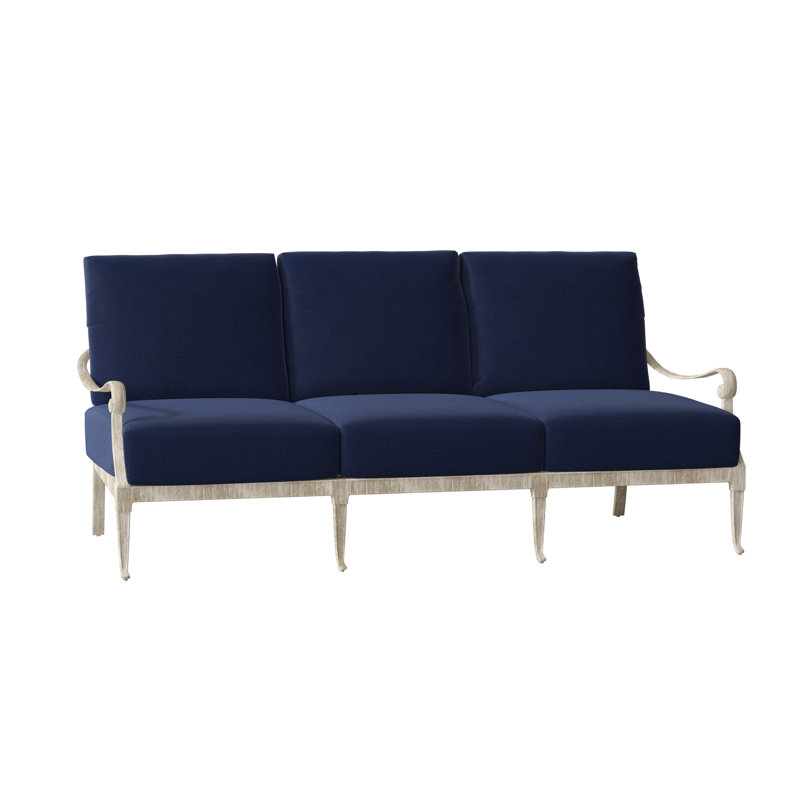 Wiltshire Outdoor 3 - Seat Patio Sofa, Weathered White, Canvas Bird's Eye Sunbrella® Canvas
