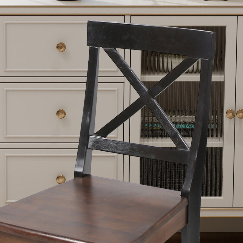 Ensemble de 2 chaises en bois d'acacia, Noir / brun