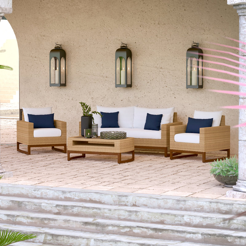 Milana Outdoor 4 - Piece Conversation Set, Canvas Spa Sunbrella® Canvas