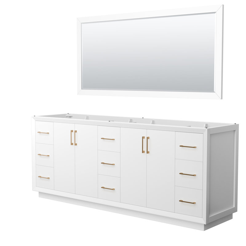 Base de meuble-lavabo double 83,25 po Strada seulement, Blanc / brun
