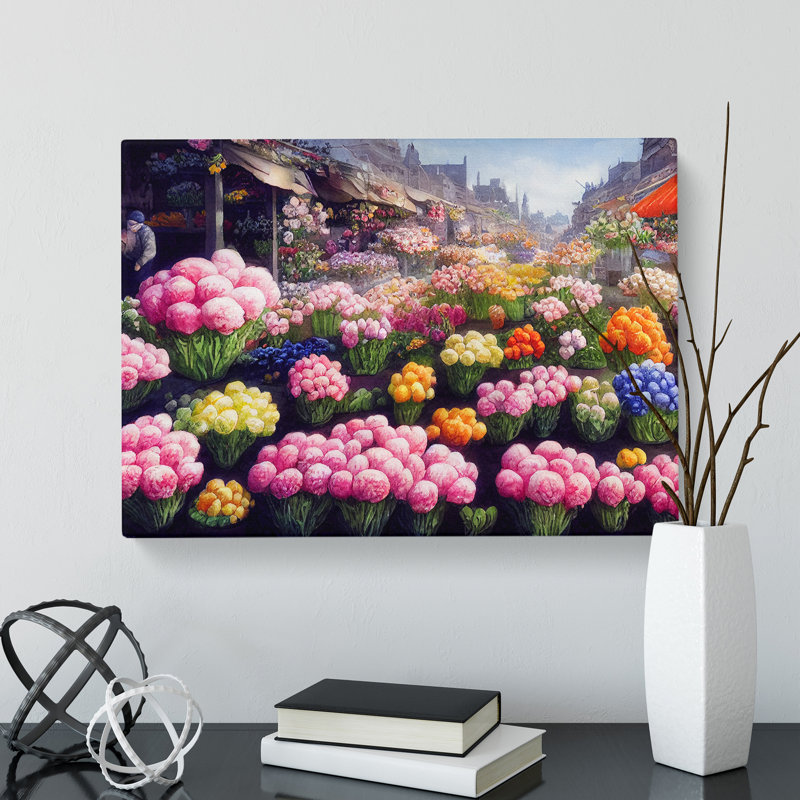 Enviable Flower Market - Wrapped Canvas Painting, 35cm H x 50cm W x 3cm D