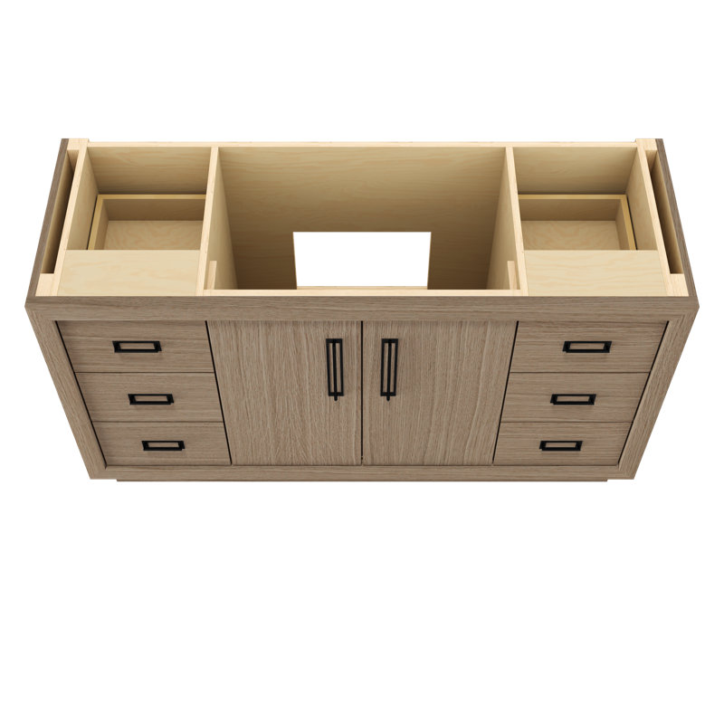Avalon Single Extra Wide Bath Vanity, Natural Weathered, Matte Black, 60"