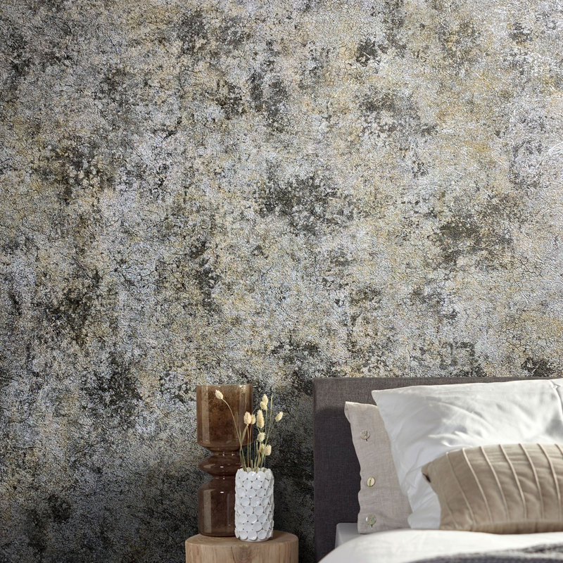 Air Collection Clay Textured Wallpaper Roll, Gold