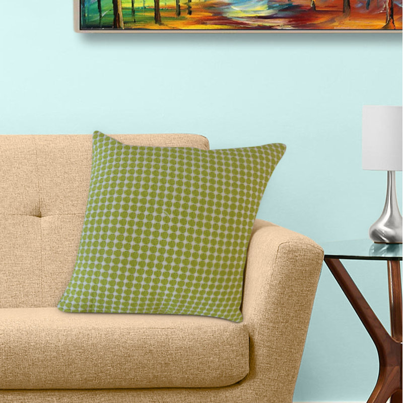 Oreiller en coton à pois Efrem, 12 po x 18 po, Coussin lombaire, Vert