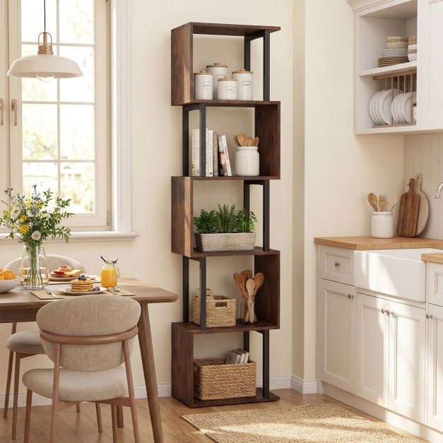 147cm H x 38cm W Metal Bookcase, Brown