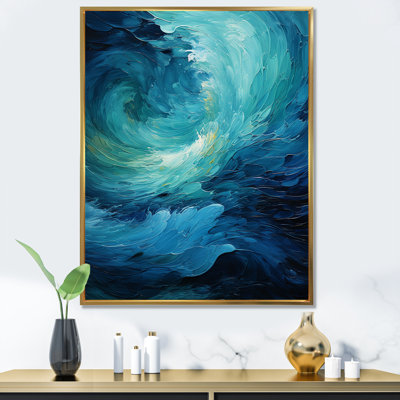 Aqua Blue And White Serenity Swirl II - Abstract Spirals Wall Art