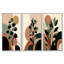 «Black and Green Bohemian Minimalist Plant - Abstract Botanical», reproduction de toile 3 pièces-129012074-129012076