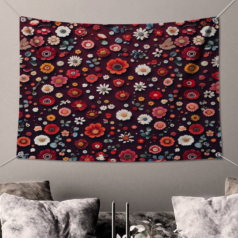 Tapisserie florale - Décoration murale nature, H 50 po x l 60 po avec 4 œillets