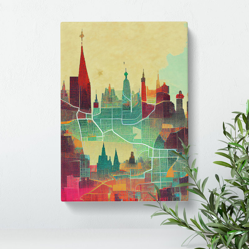 XC1022-1433X City Skyline Map No.1 - Wrapped Canvas Print, 60cm H x 40cm W x 3cm D