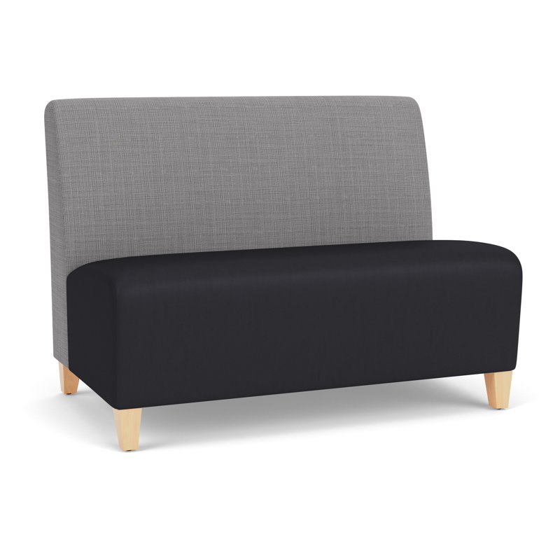 Causeuse sans accoudoirs Ravenna, Gris Chambray / noir Patriot Plus, Bois naturel