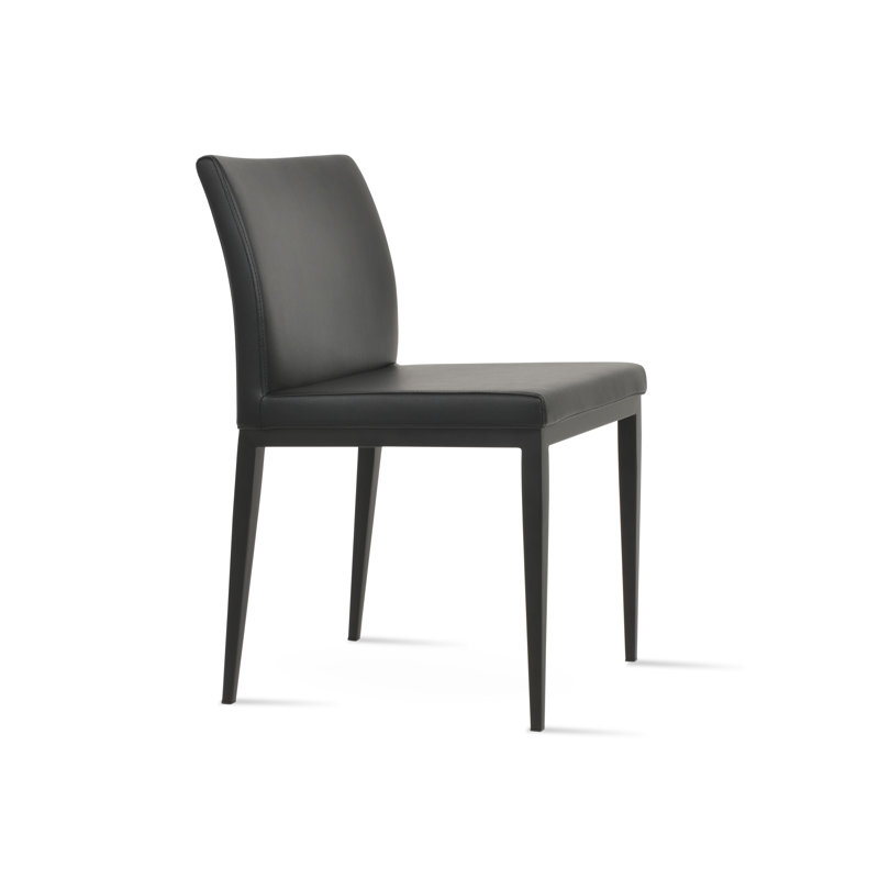Aria MW Side chair, Black, Black Leatherette