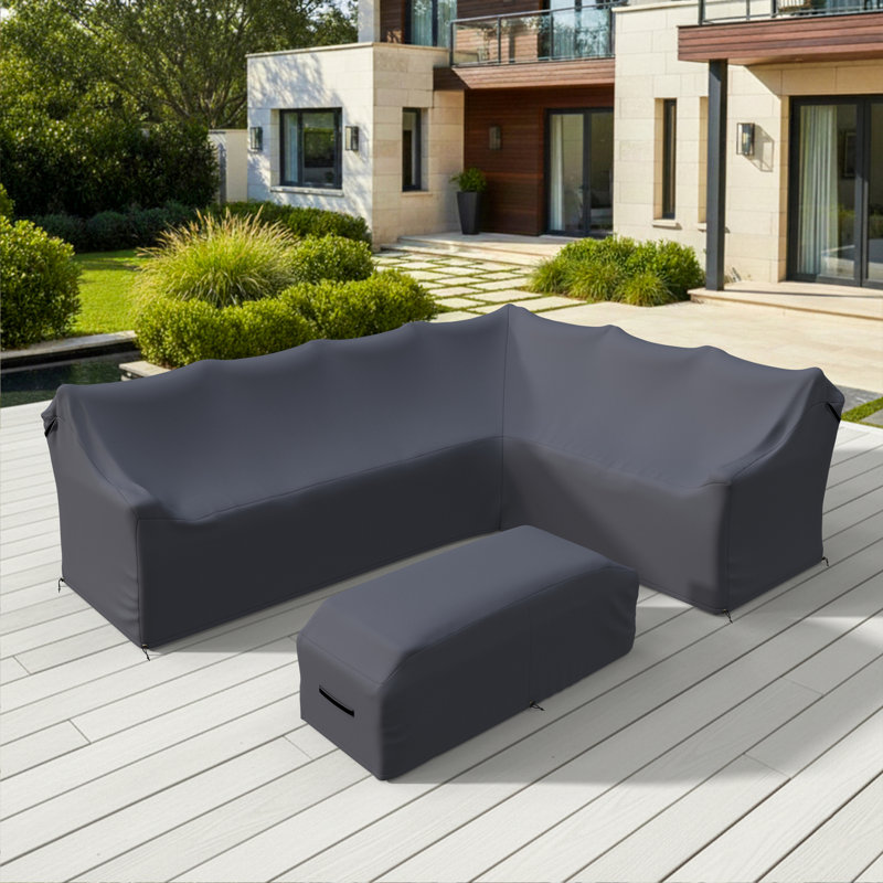Evolo 111.5'' Wide Patio Furniture Covers For L-Shaped Sofa And Bench