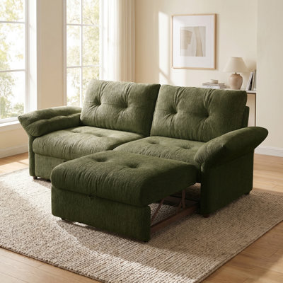 81.5" Tufted Convertible 2-In-1 Chenille Sofa Bed
