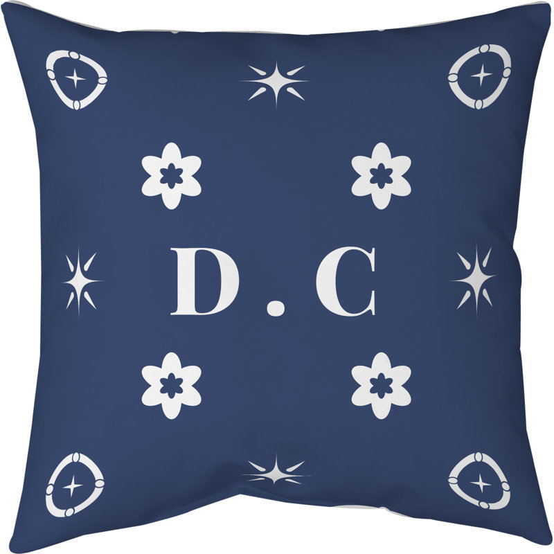 Coussin en coton DC Basketball, H 16 po x l 16 po, Blanc DC / bleu marine