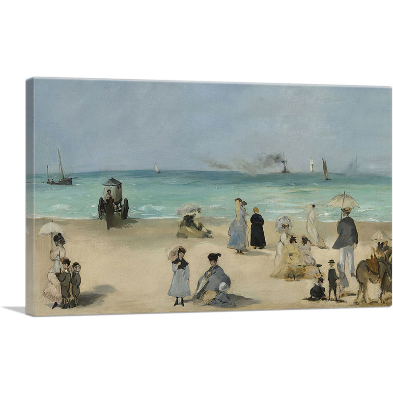 «On the beach 1868» par Edward Manet, reproduction d'art sur toile tendue, H 12 po x l 18 po x 1,5 po
