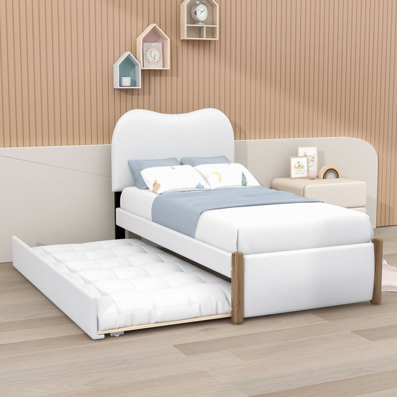 Lit plateforme tapissier avec gigogne Jankell, Simple, Blanc
