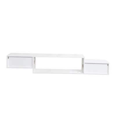 65" Wall Mounted Floating TV Stand with 20-Color LED Lights, Entertainment Center Shelf & Charging Station