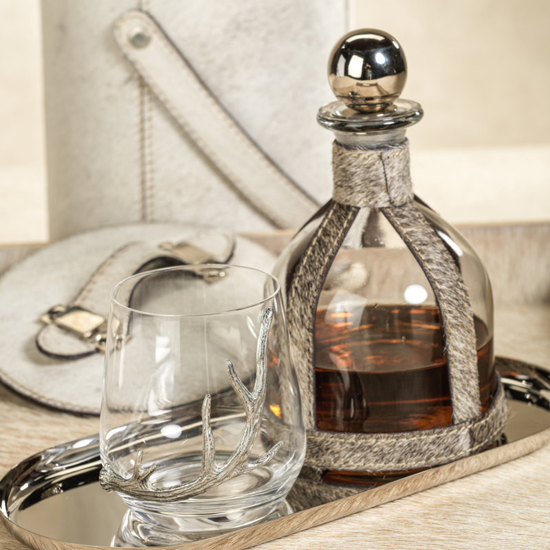 Shivraj Hair-On-Hide Leather Decanter with Stopper