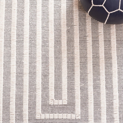 Tapis gris / blanc en laine / coton à tissage plat Natura