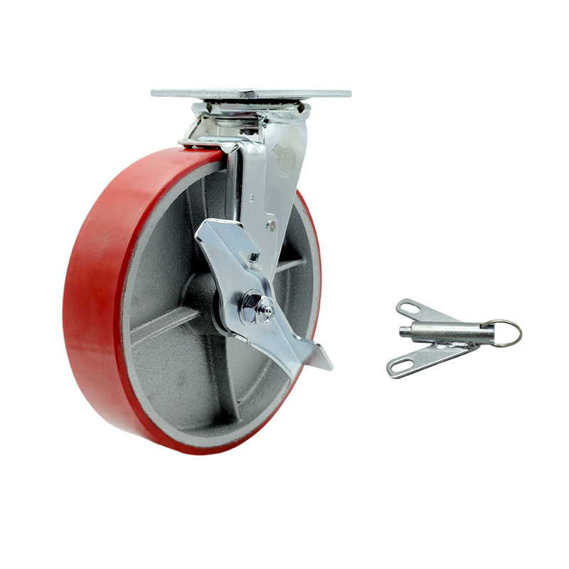 Poly on Cast Iron Caster, Red
