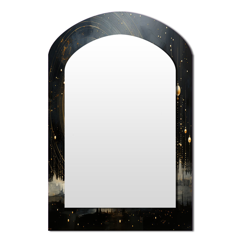 Or noir saturn Mercurys Mirage II - miroir décoratif arche de Saturn, 43 po x 33 po