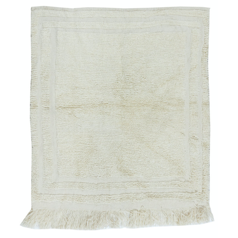 Tapis rétro «Anatolian» Tulu en beige uni, 100% laine naturelle, petit tapis minimaliste