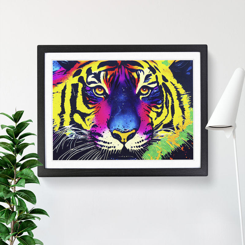 Tiger Splash Vol.2 Abstract - Single Picture Frame Painting, 25cm H x 34cm W x 2cm D, Black Framed