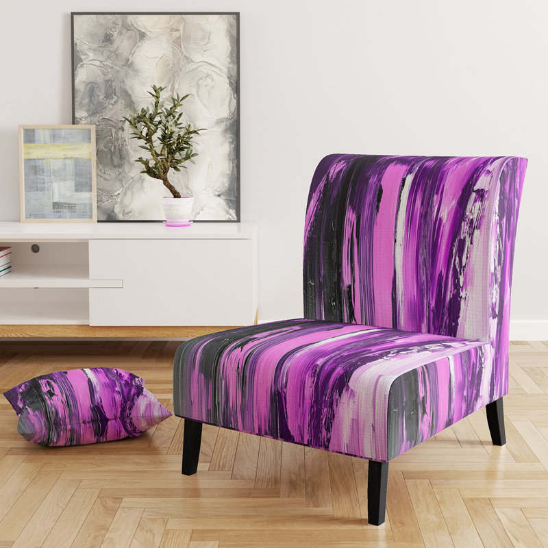 Brechta Vibrant Curve Design II - Velvet Upholstered Modern Slipper Chair, Purple