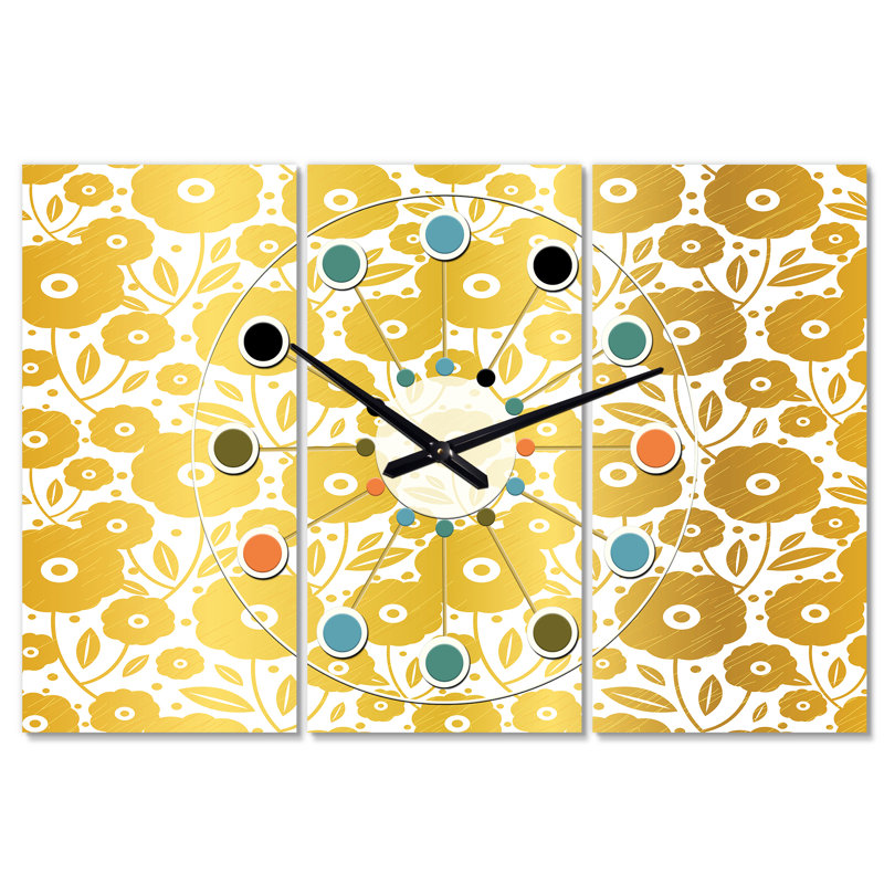 Horloge murale surdimensionnée floral i Mid-Century