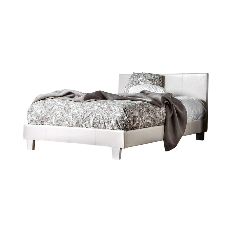 Keilianys Upholstered Low Profile Platform Bed, California King, White