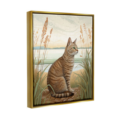 Ax-655-Giclee " Cat Sitting On Beach " by LSR Design Studio