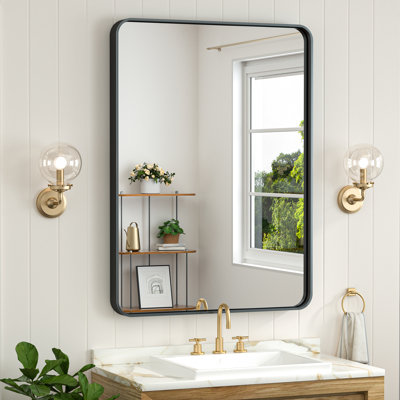 Leaderville 1.2" Thick Aluminum Framed Bathroom Mirror, Decorative Mirror Wall Mirror with Tempered Glass, French Cleat Mounted