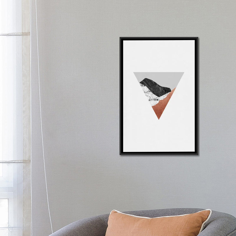 «Geometric II», impression sur toile, H 26 po x l 18 po x P 1,5 po, Toile avec cadre noir, Pas de tapis