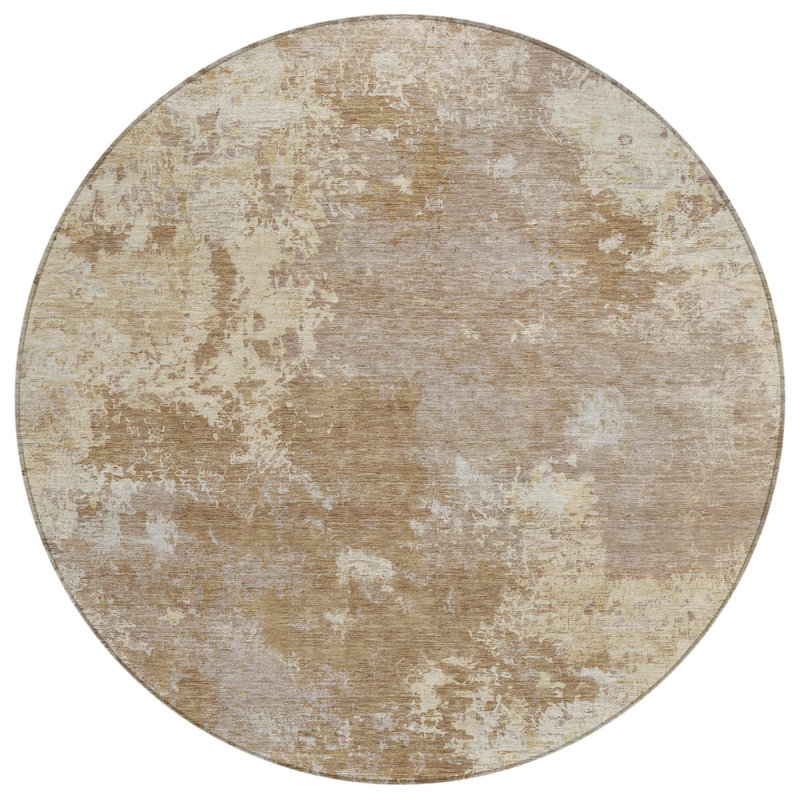 Machine Washable Indoor/Outdoor Earleville ACN2364 Abstract Rug, Round 8'