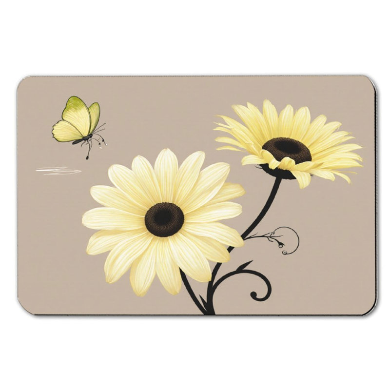 Tapis de bain marguerite jaune pâle, 36 x 24