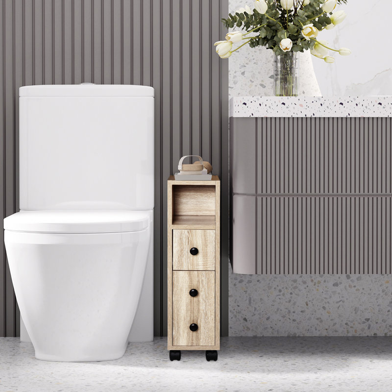 Kleankin Freestanding Compact Design Bathroom Cabinet With 2 Open Cabinets