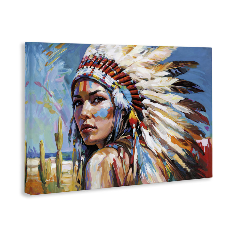  «Native American Woman Portrait» par Leon Devenice, H 30 po x l 45 po