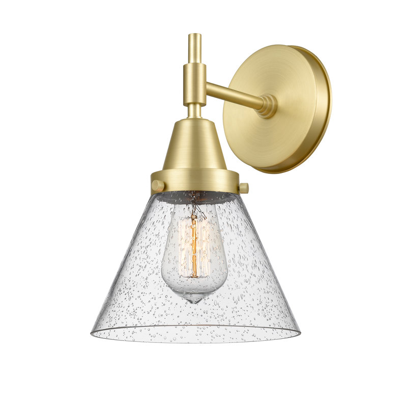 Gayle Armed Sconce, Incandescent, Satin Brass, Seedy