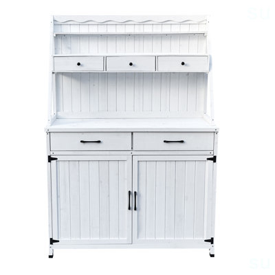 Outdoor Potting Bench Table, Tableside Cabinet Tool Cabinet ,Wooden Gardening Table Tabletop And Storage Cabinet, Planting Table Garden Work Bench For Garden, Patio, Greenhouse