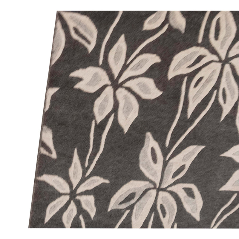 Tapis gris / noir noué à la main de conception unique 9 pi x 12 pi One-of-a-Kind