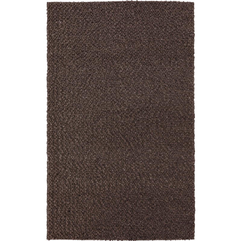 Tapis brun en laine crocheté à la main Amaty, Rectangle 9 pi x 13 pi