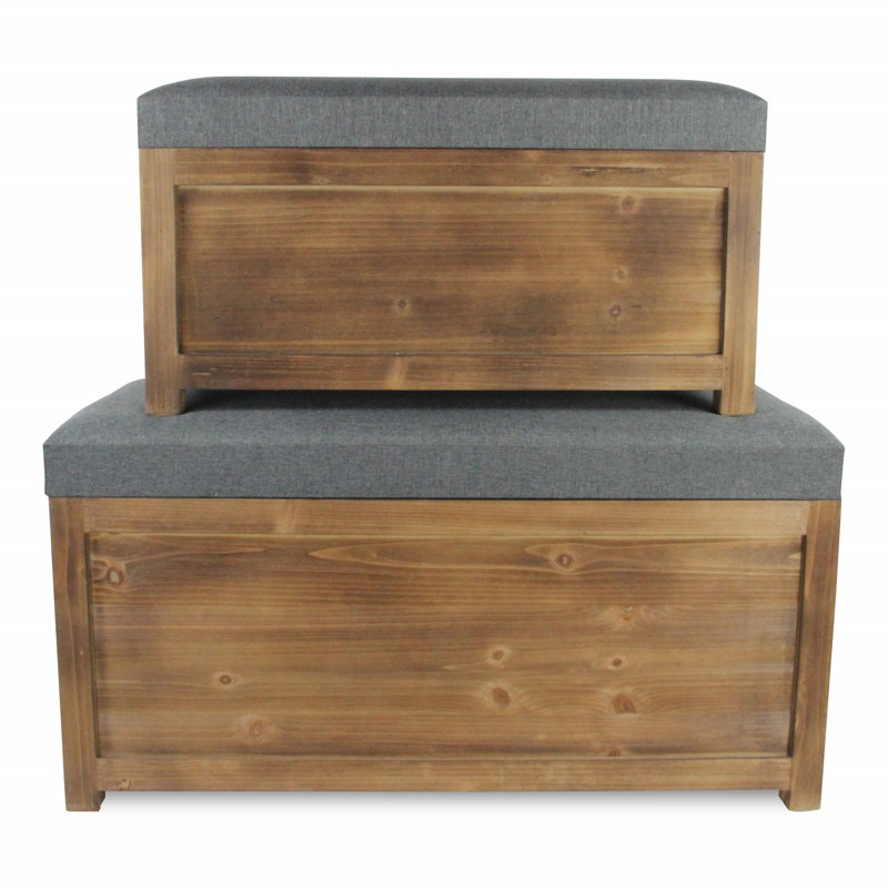 Eoin Linen Upholstered Storage Bench, Gray